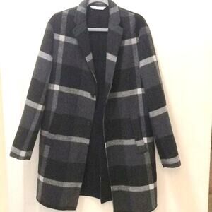 Zara Ladies Coat: black&Gray Size L-58% Polyester, 32% Wool
